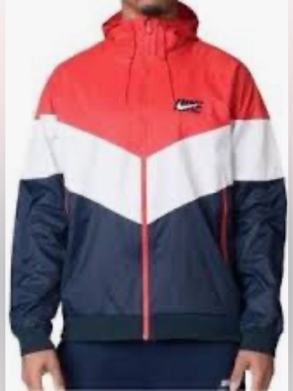 Nike Red White Blue Colorblock Windbreaker Jacket